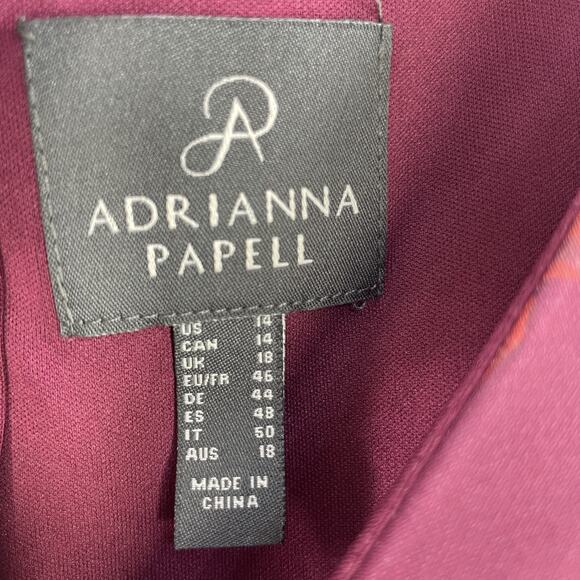 Adrianna Papell Dress Womens 14 Purple Colorful Floral Lined Party Office - Picture 4 of 12